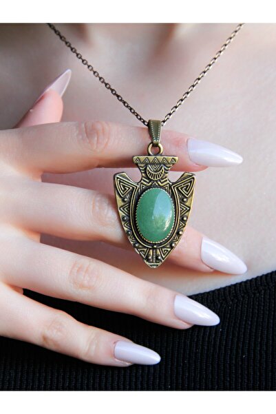 esha قلادة نسائية أصلية من حجر العقيق الأخضر الطبيعي - سلسلة 45 سم euk12ya