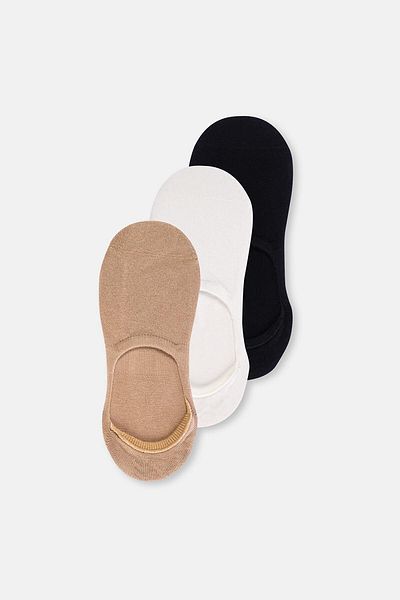 Dagi Комплект памучни дамски чорапи White-Black-Skin от 3 части - Simple Invisible
