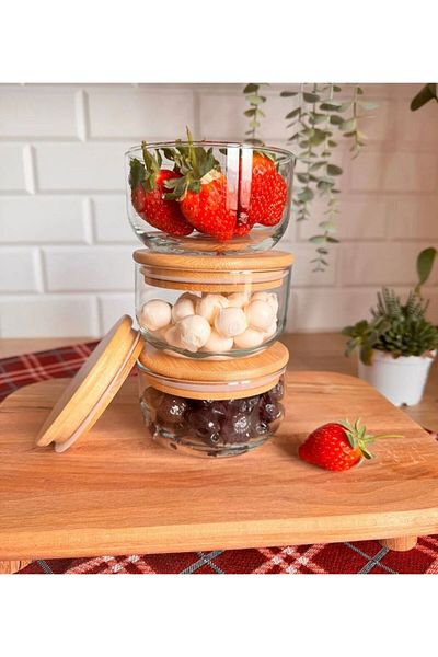 Pembelia Life Glass and Breakfast Storage Container with Vacuum Bamboo Lid