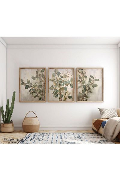 woodhomeworks Дървена декоративна картина с 3 рамки, абстрактна