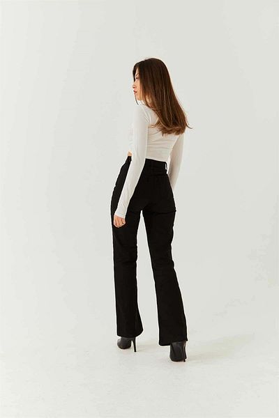 BROSERER High Waist Black Stretchy Lycra Jeans - Loose Jeans Palazzo