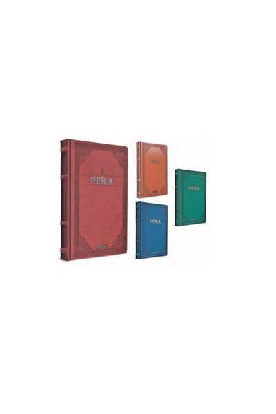 Gıpta Pera Rope Stitched Leather Cover Notepad 13X21 cm 120 Sheets Straight Unlined 2068 (Mixed Color 1 a