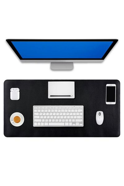 Lord Mountain 90x40 XL Black Leather Mouse Pad - Comfortable and Reversible Table Mat Desk Mat