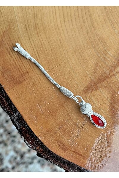 KAZZAZE Model scurt de piatră roșie, ciucuri de mărgele de rugăciune din argint