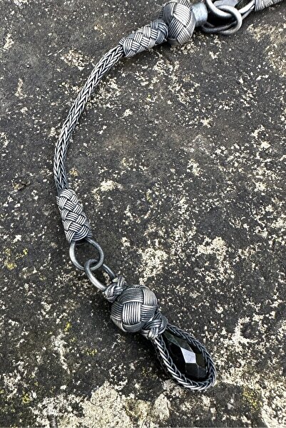 KAZZAZE Gecenin Gizemi: Siyah Kristal Taşlı Oksitli Gümüş Kazaziye Tekli Tesb...