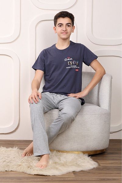 Pyjama Familya Young Men's Figured Short-sleeved Pajama Set
