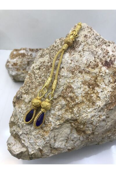 KAZZAZE Panglică aurita cu piatra de cristal albastru