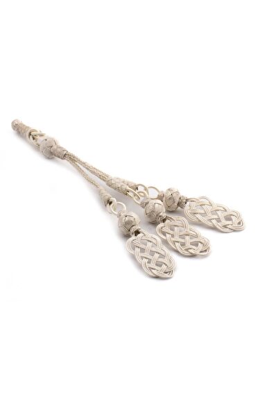 KAZZAZE Μακρύς Κόμπος Σαμπάντ Τριπλή Ασημένια Φούντα Ροζάριο