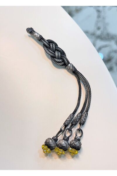 KAZZAZE شرابة فضية مؤكسدة بزخارف إنفينيتي مناسبة لجميع المسببات