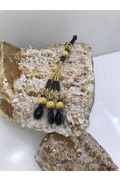 KAZZAZE Combinație neagră de aurire, piatră de cristal neagră, ciucuri de rug...