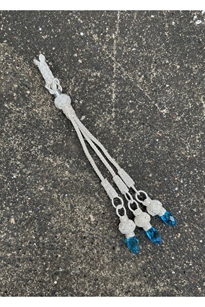 KAZZAZE مسبحة ثلاثية متدلية بتفاصيل حجر الزركون الفضي مع شرابة