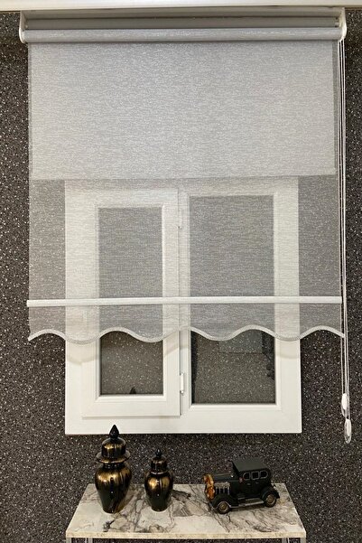 EYMENS HOME Eymen's Eym3000 Çift Mekanizmalı Tül Ve Stor Perde Gri Gümüş Simli