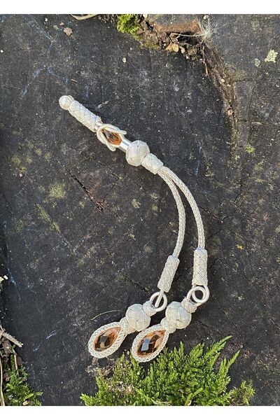 KAZZAZE Кристално камъче с горчичножълт цвят, двойна броеница - с писклив звук