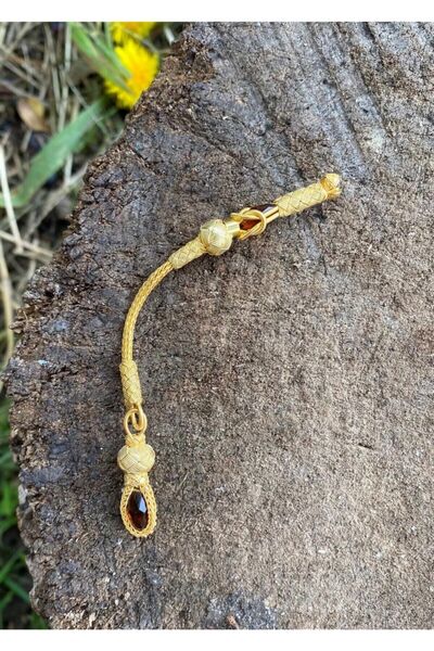 KAZZAZE Επιχρυσωμένο Ασημί Καφέ Πέτρα Ζιργκόν Μονό Κρεμαστό Φούντα Χάντρες Προσευχής