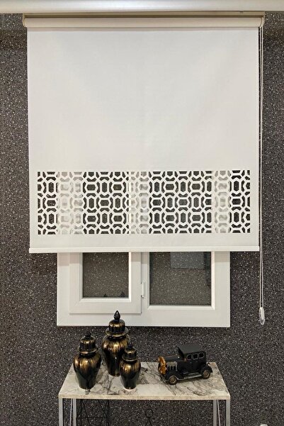 EYMENS HOME Eymen's Ml-310 Lazer Kesim Stor Perde Beyaz