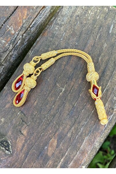 KAZZAZE Ciucuri de piatră de cristal roșu aurit