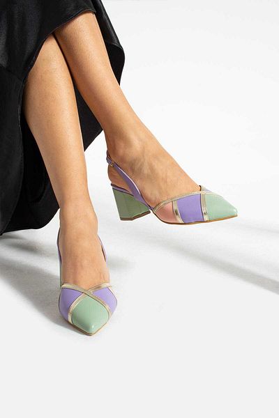 Parparastil Sandale cu toc pentru femei de culoare violet verde