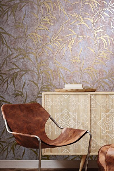 Bien Duvar Kağıtları Bien Exclusive 5360 Modern Eskitme Gold Palmiye Tropikal Premium Duvar Kağıdı 5,30 M²