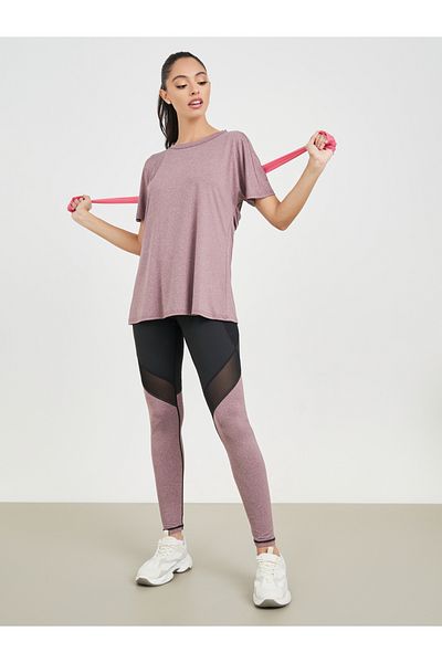 Styli Melange Open Back Detail Top & Colorblock Mesh Detail Legging Sets