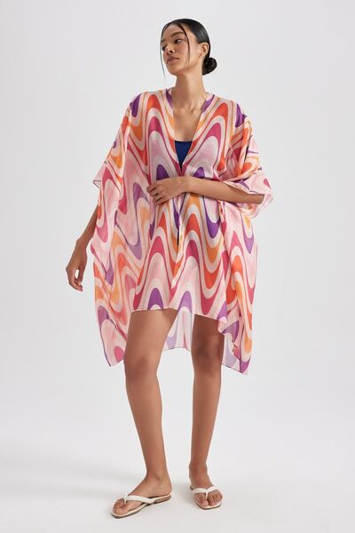 DeFacto Fall in Love Regular Fit Patterned Cotton Beach Dress