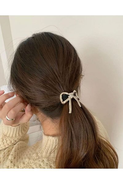 Âlâ Atelier Silver Bow Curved Elastic Pinterest Buckle