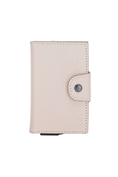 Lev Leather Πτυσσόμενη θήκη πιστωτικής κάρτας - Γνήσιο δέρμα και επένδυση από σουέτ με μηχανισμό