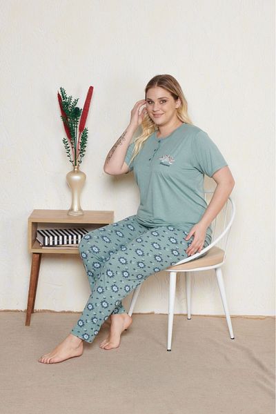 Pyjama Familya Women's Large Size Short Sleeve Pajamas Set