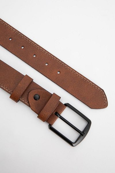 DeFacto Men's Jean Belt - Rectangular Buckle, Faux Leather, U3214az21wn
