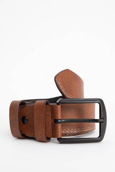 DeFacto Men's Jean Belt - Rectangular Buckle, Faux Leather, U3214az21wn