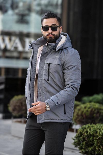 DOXGER معطف شخصي للرجال - فرو من الداخل، غطاء محمول