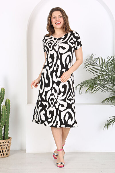Madwilo Black and White Tiger Pattern - Flexible Viscose Women's Dress