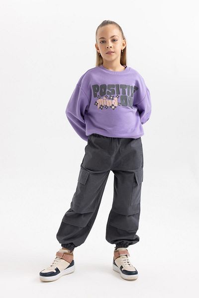 DeFacto Girl's Cotton Cargo Pants - Parachute Cut B4478a823wn