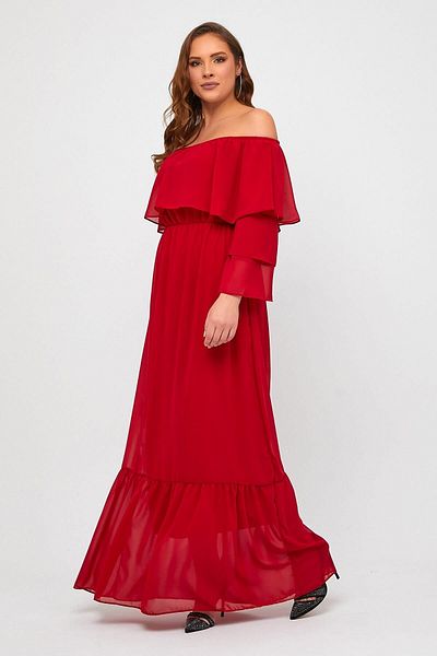 ADASTYLE Collar, Madonna Red Chiffon Dress