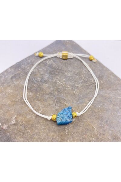 ERU JEWELLERY İşlenmemiş Doğal Taş Paraşüt İpi Bileklik - 925 Ayar Gümüş (Alt...