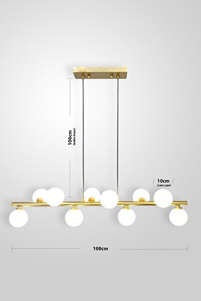 Fivorno Aydınlatma Bubble Long 10 Opal Camlı Bal Renk Kaplamalı Sarkıt Avize