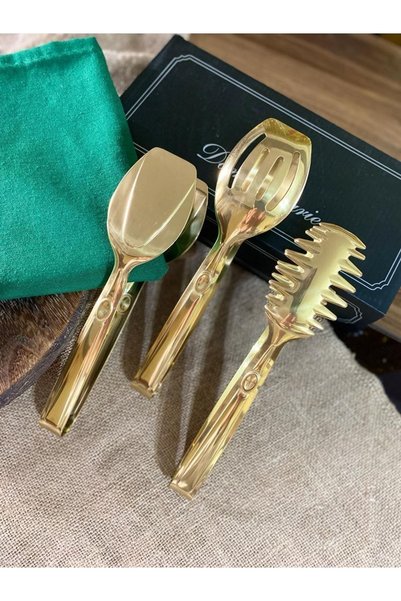 Dame Marie Gold 3-Piece Steel Tong Set