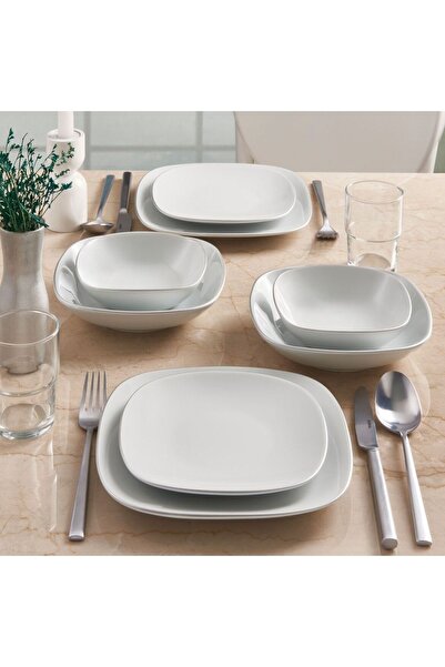 Güral Porselen Mimoza 24 Parça 6 Kişilik Yemek Takımı Mat Gümüş