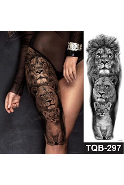 Tattoo Gerçekci Geçici Aslan Aile Family Kol Kaplama Tattoo Dövme Modelleri