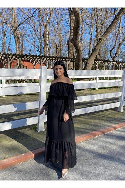 Bersi Butik Madonna Yaka Şifon Elbise
