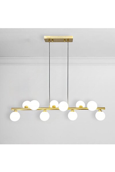 Fivorno Aydınlatma Bubble Long 10 Opal Camlı Bal Renk Kaplamalı Sarkıt Avize