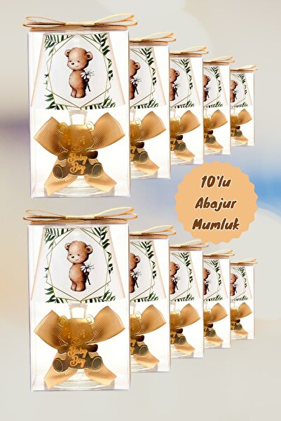 Tiem Concept Hediye Kutulu Kişiye Özel Gold Ayıcık Baskılı Hediyelik Abajur M...
