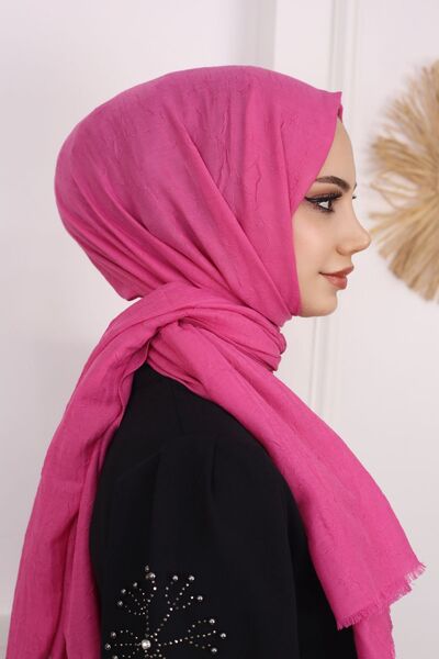 feronis Μοντέλο Hijab Γυναικείο Μπαμπού Κρασ Σάλι - Φούξια