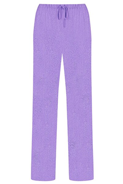 Whenever Company Mor Parlak Simli Fitilli İnce Likralı Kumaş Rahat Dökümlü Pa...