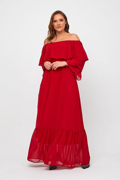 ADASTYLE Collar, Madonna Red Chiffon Dress
