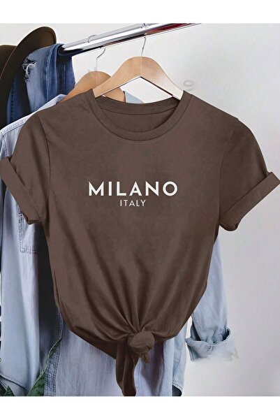 PALPİTO Milano εμπριμέ καφέ oversize γυναικείο μπλουζάκι