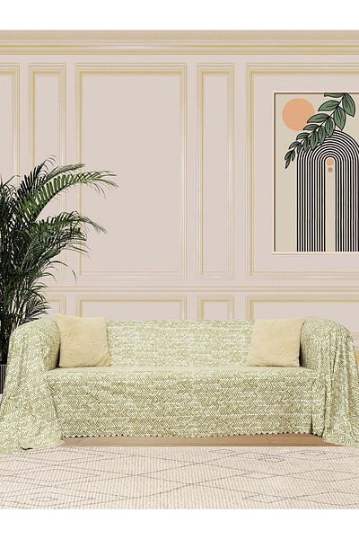 Latuda Concept Κάλυμμα καναπέ σκανδιναβικό σχέδιο Softmicro Boho - Πράσινο σάλι 180x220 cm, Κάλυμμα καναπέ, κουβέρτα τηλεόρασης