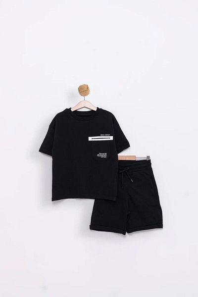 Tk Tela Ki̇ds 3-6 Years Old Children's Combed Cotton Set - Pocket Patterned, Double Pocket Shorts
