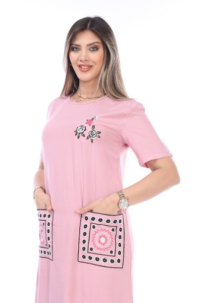 mervemoda Kadın yazlık dokuma kısa kol elbise