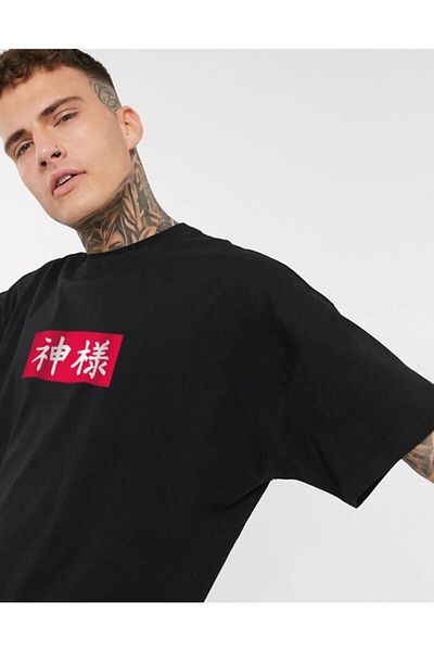 PALPİTO Tricou oversize cu imprimeu Black Dragon pentru bărbați
