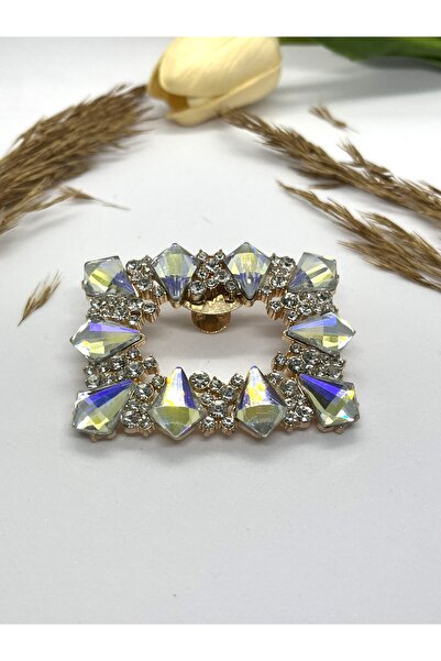 Butik Junisteps Elmas Kesim Kristal Taşlı Dikdörtgen Ayakkabı Tokası